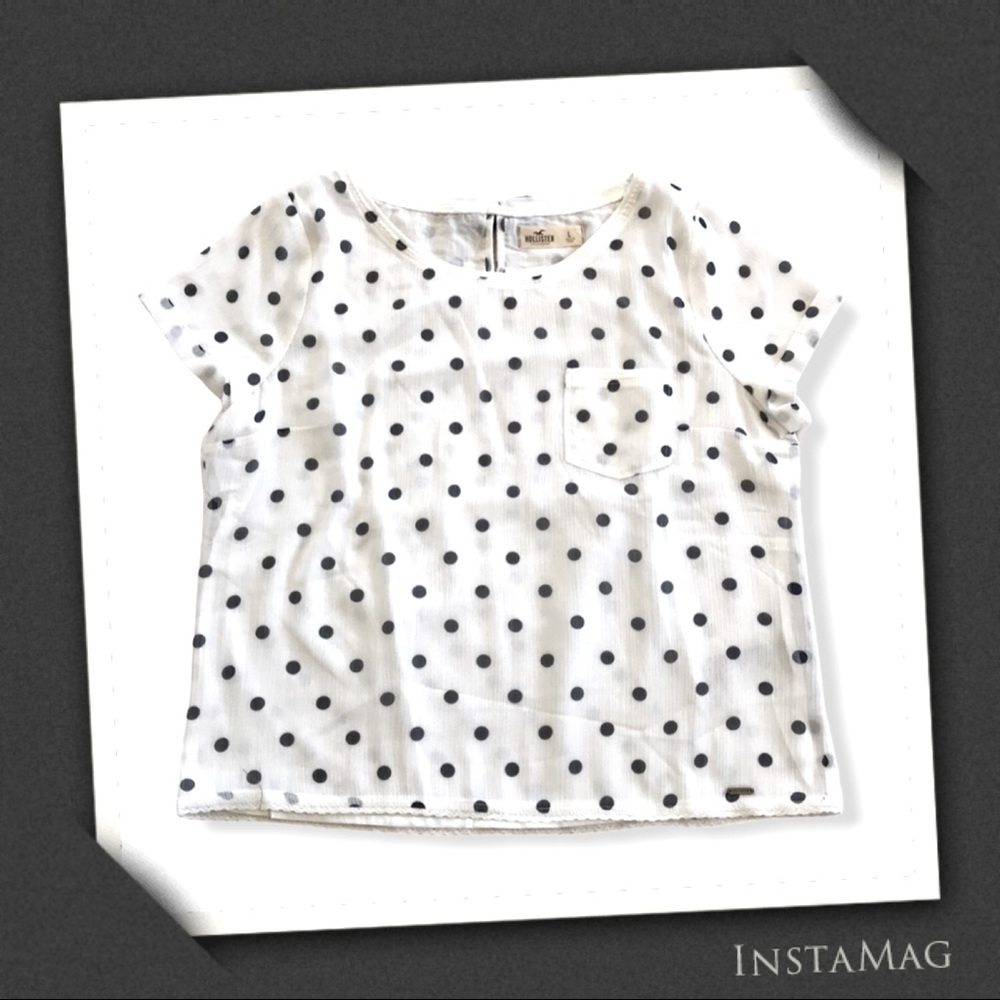 HOLLISTER Polka Dot Top w/Back Bow Detail